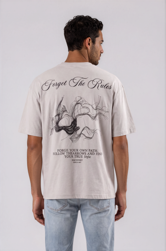T-shirt oversize gris Forget The Rules pour homme – présentation du modèle