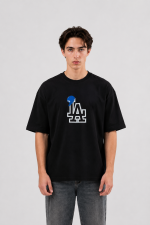 T-shirt oversize noir LA pour homme – logo streetwear brodé