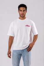 T-shirt oversize blanc Milano pour homme – broderie streetwear premium
