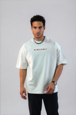 T-shirt oversize blanc The World Is Yours pour homme – broderie dos streetwear