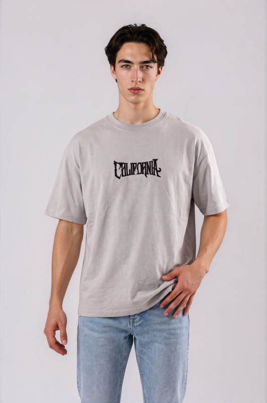 T-shirt oversize gris California pour homme – style streetwear
