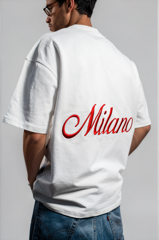 T-shirt oversize blanc Milano pour homme – photo produit