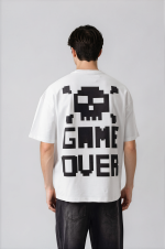 T-shirt oversize blanc Press Start pour homme – vue du produit