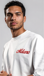 T-shirt oversize blanc Milano pour homme – vue du produit