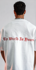 T-shirt oversize blanc The World Is Yours pour homme – vue du produit