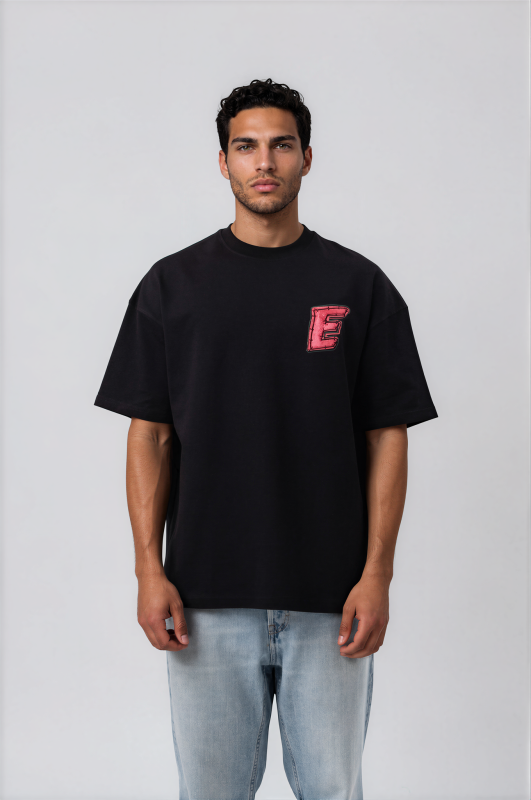 T-shirt oversize noir Yes Art pour homme – imprimé graphique streetwear