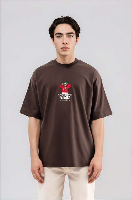 T-shirt oversize marron Mac Studio pour homme