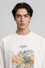 T-shirt oversize blanc Palermo pour homme – photo produit