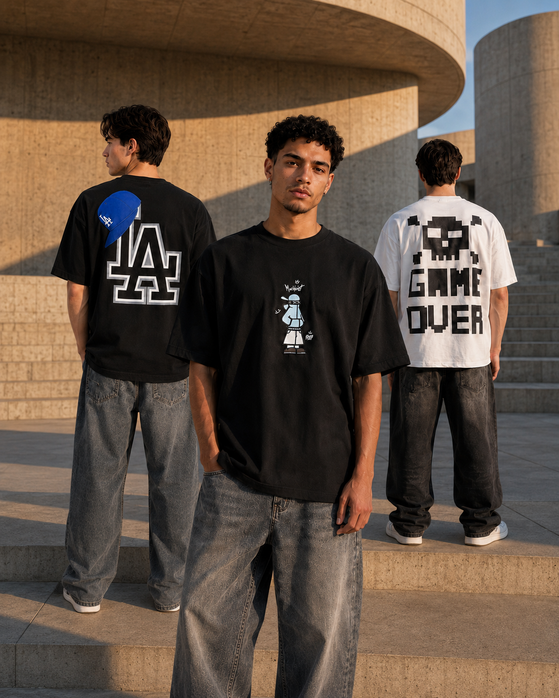 Sélection de t-shirts oversize homme Maison Select – Mascot, LA et Press Start