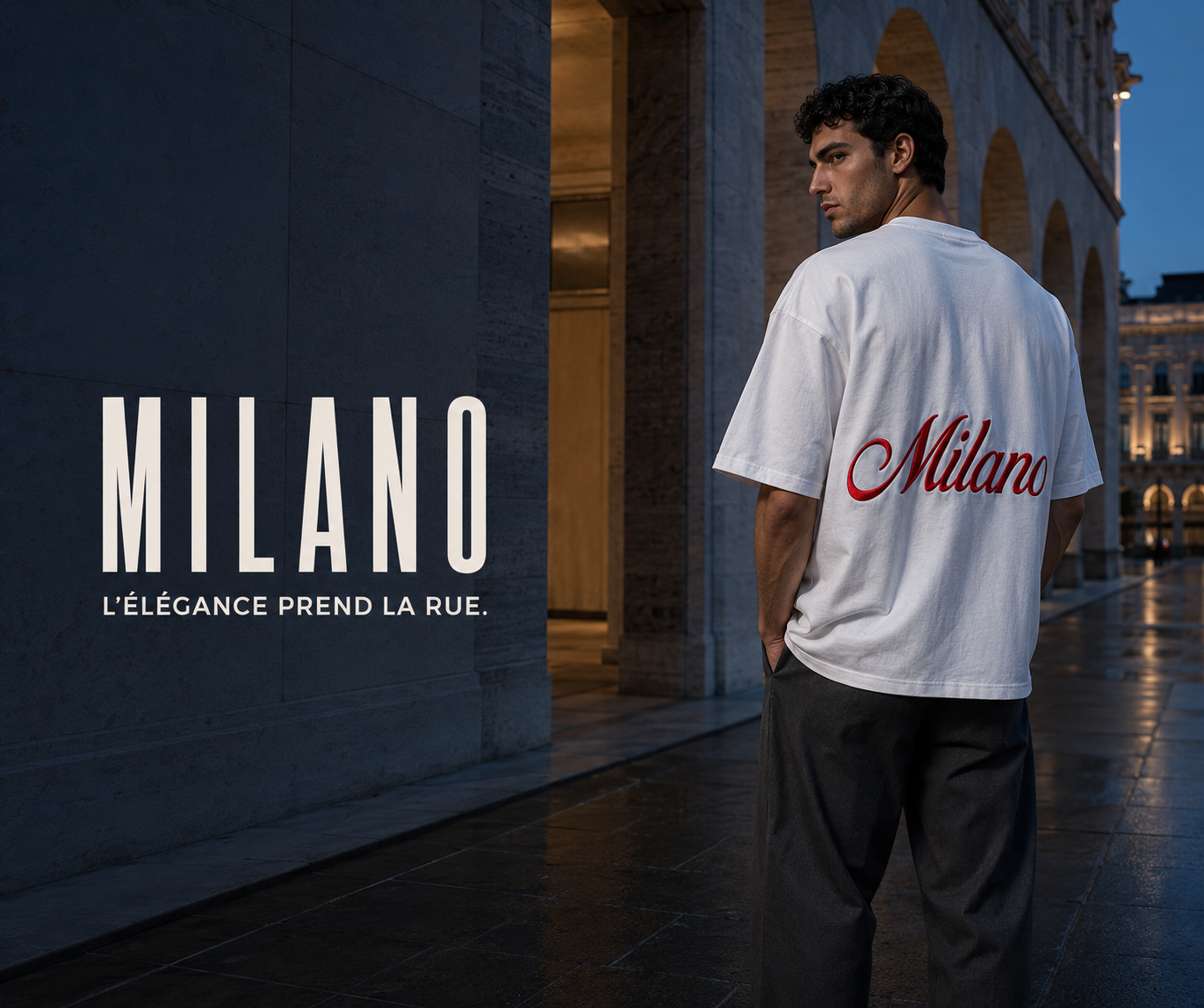 Mannequin portant le t-shirt oversize Milano blanc
