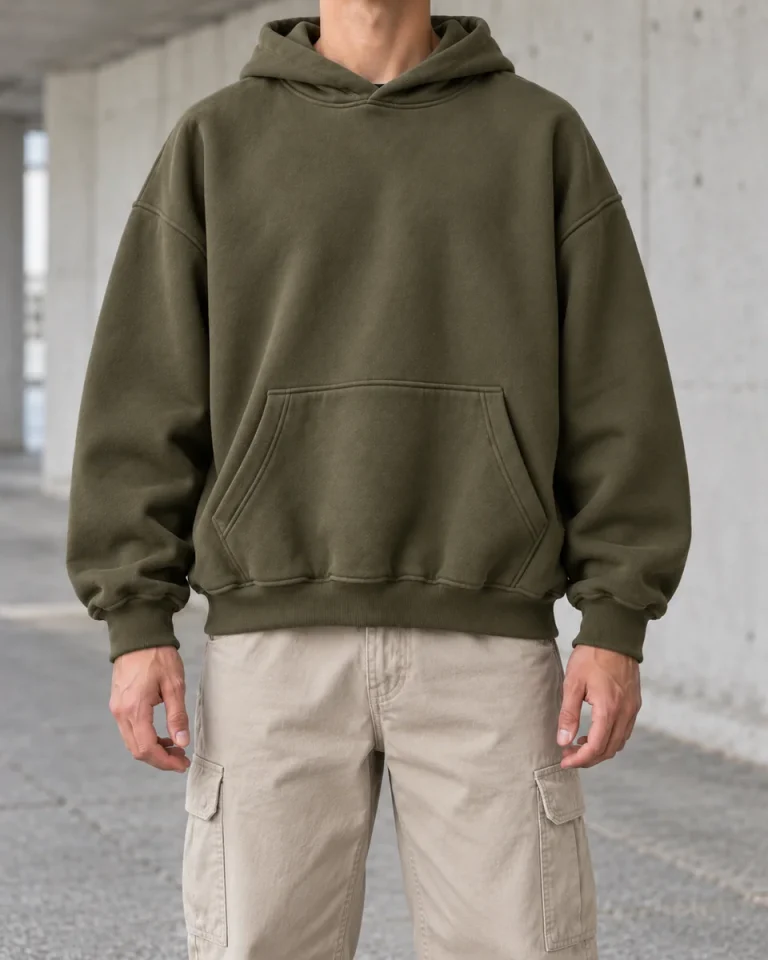 Hoodie Vert olive Maison Select — silhouette masculine sans visage